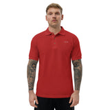 Embroidered  Adro Funk Men's Polo Shirt - Red and White Stitch